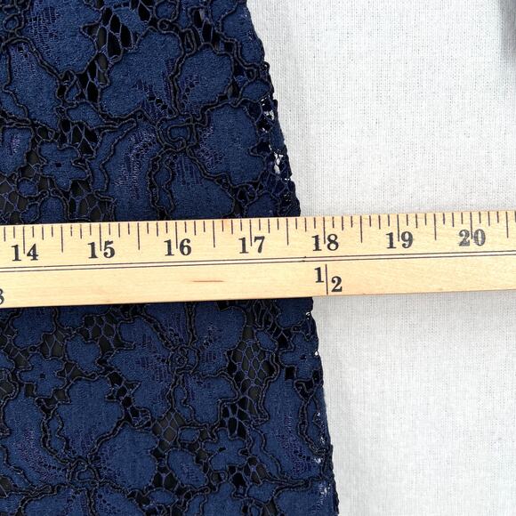 SANDRO Rina Long Sleeve Lace Dress Womens Large Navy Blue Black Sheath Mini - Picture 15 of 16
